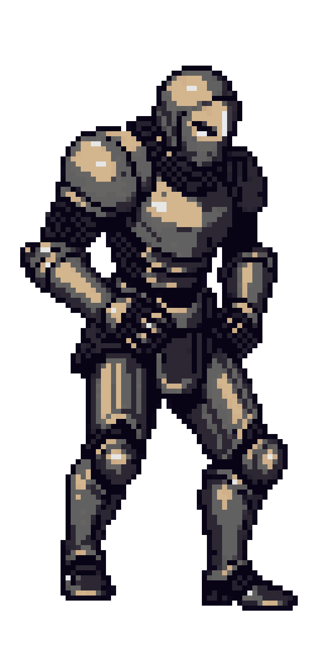 Armored Knight Attacking pixel art