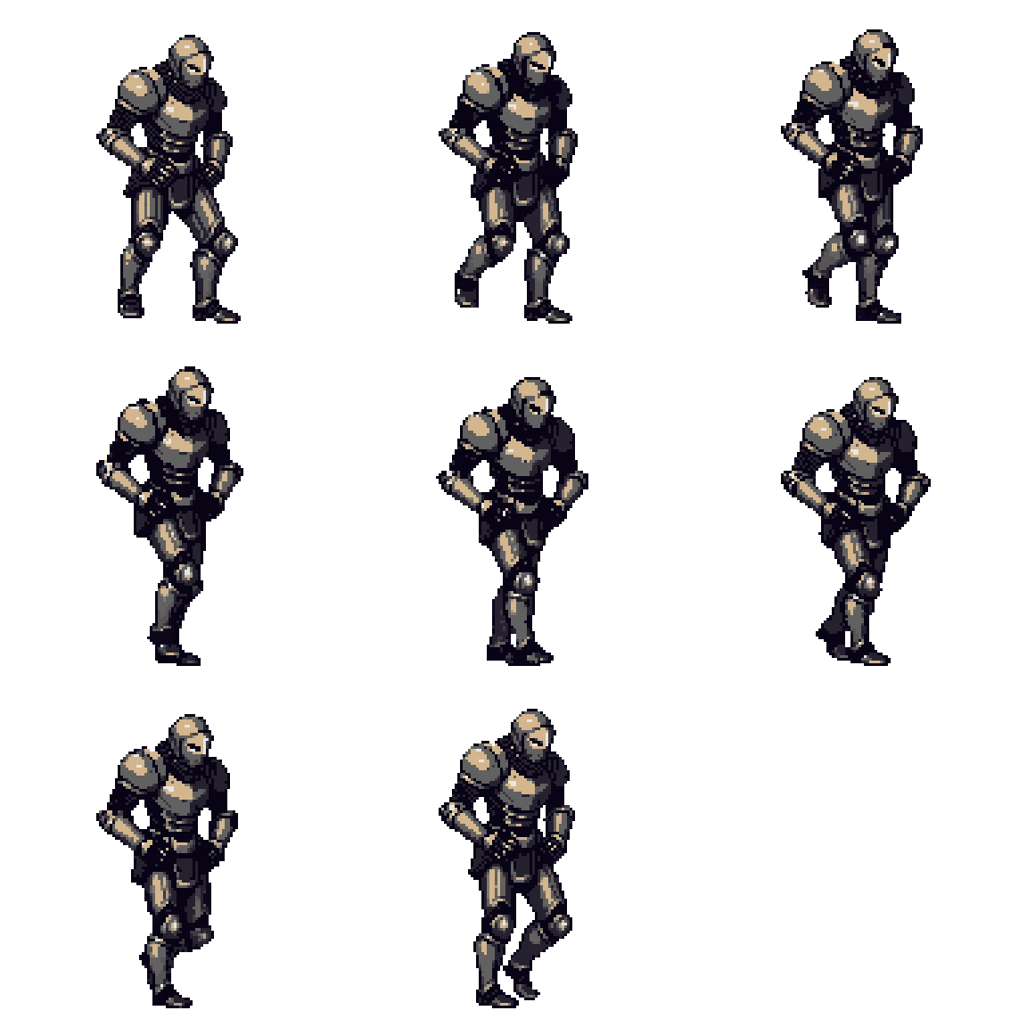 Armored Knight Attacking Walking pixel art