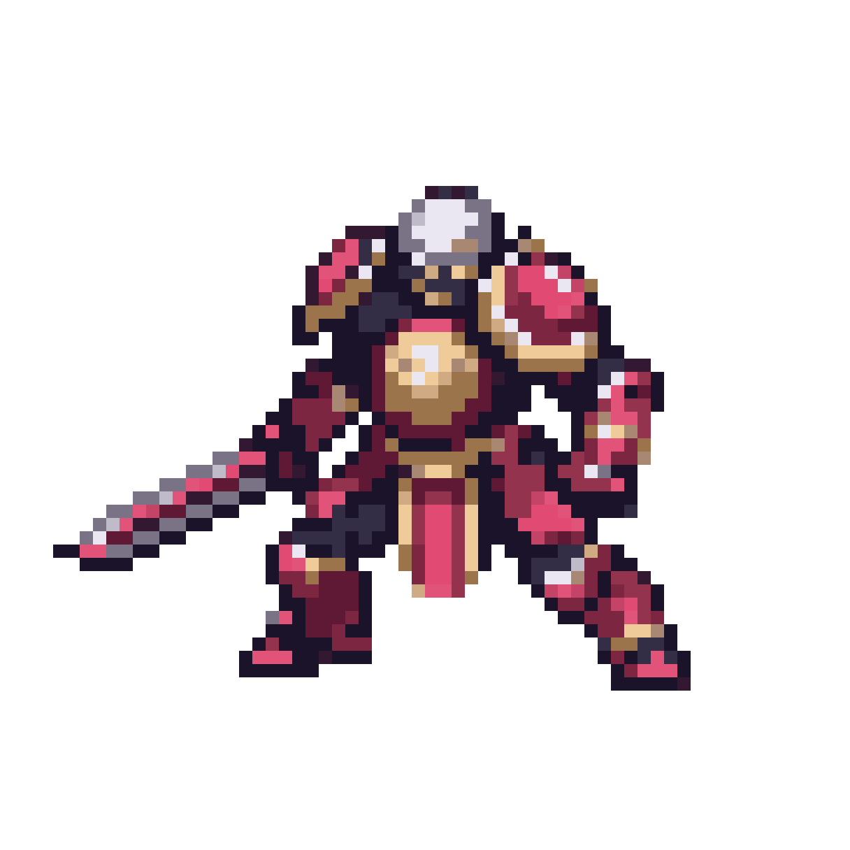 warrior in heavy armor with sword pixel art