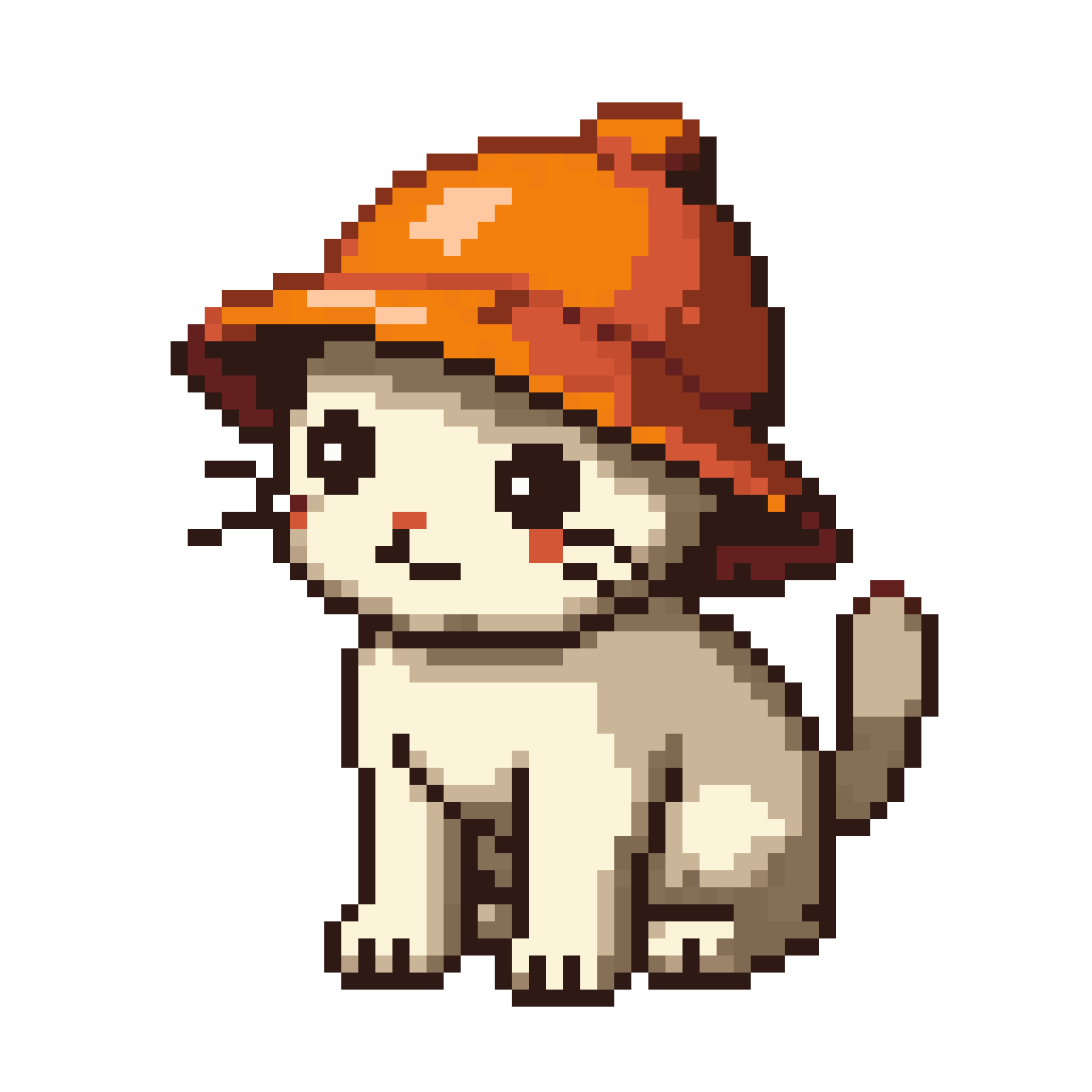 tofu cat with orange hat pixel art