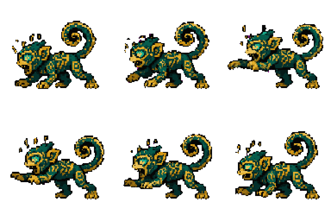 Green Spotted Monkey Attacking pixel art