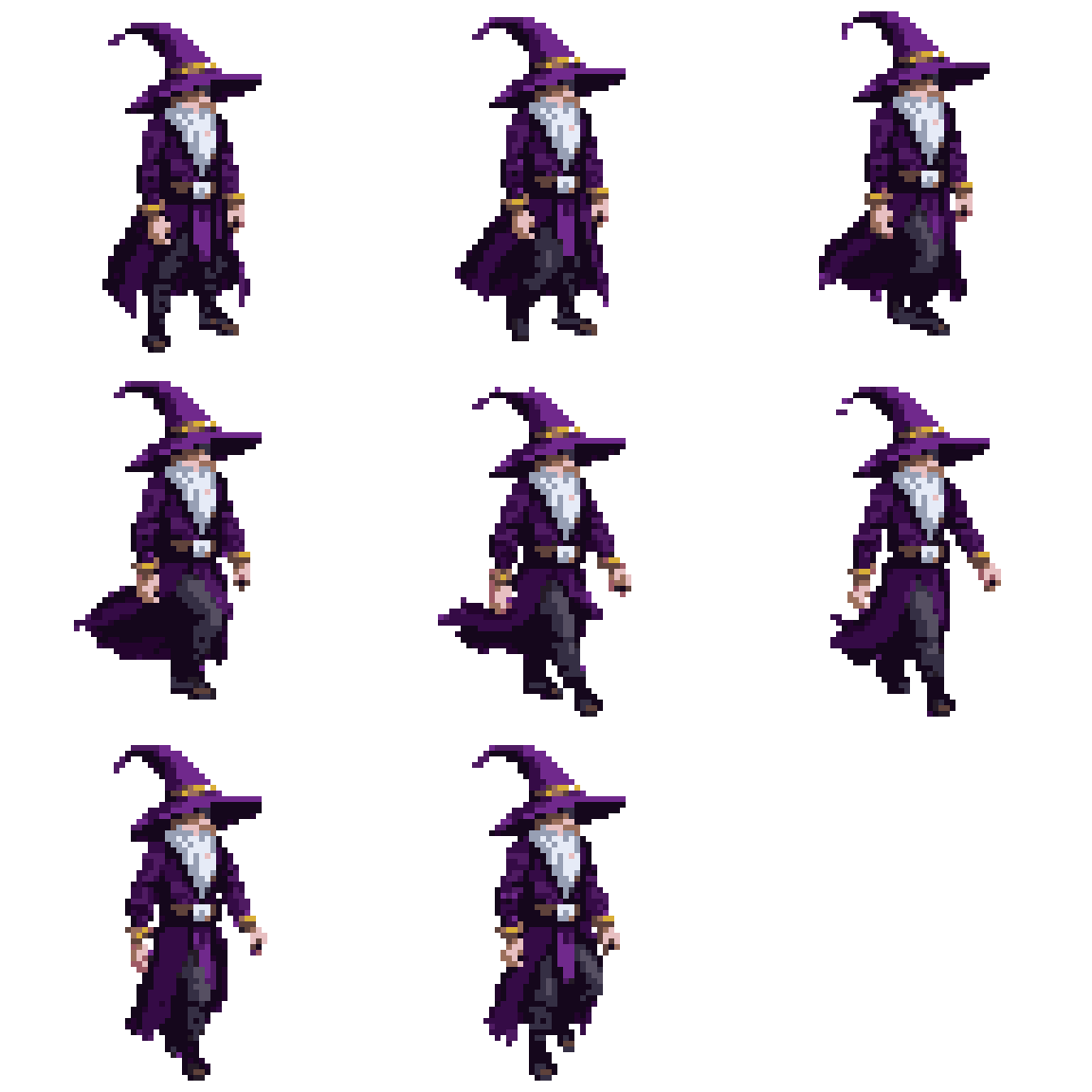 Wizard in Vox Machina and The Witcher Style Walking pixel art
