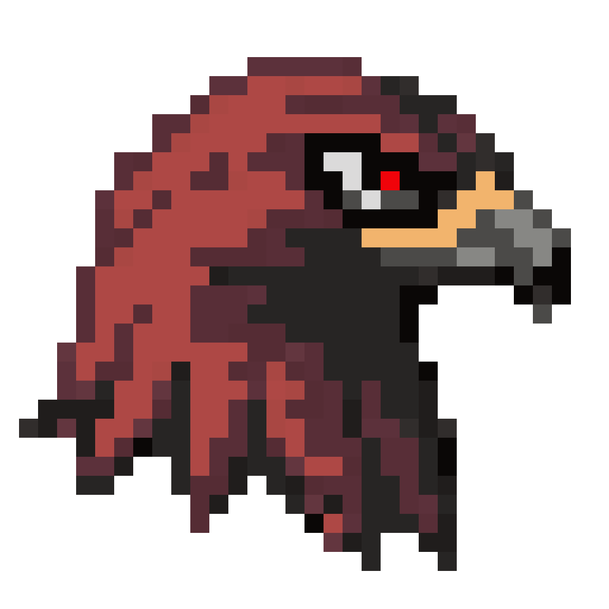 pixel cartoon falcon head 3/4 pixel art
