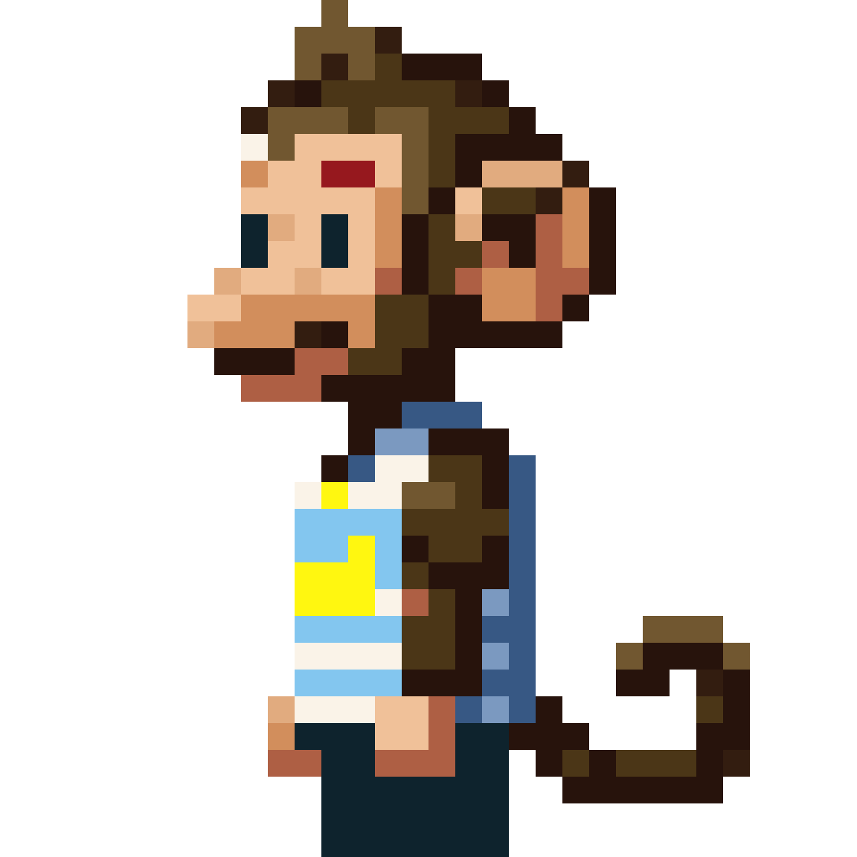 young monkey in basketball jersey pixel art