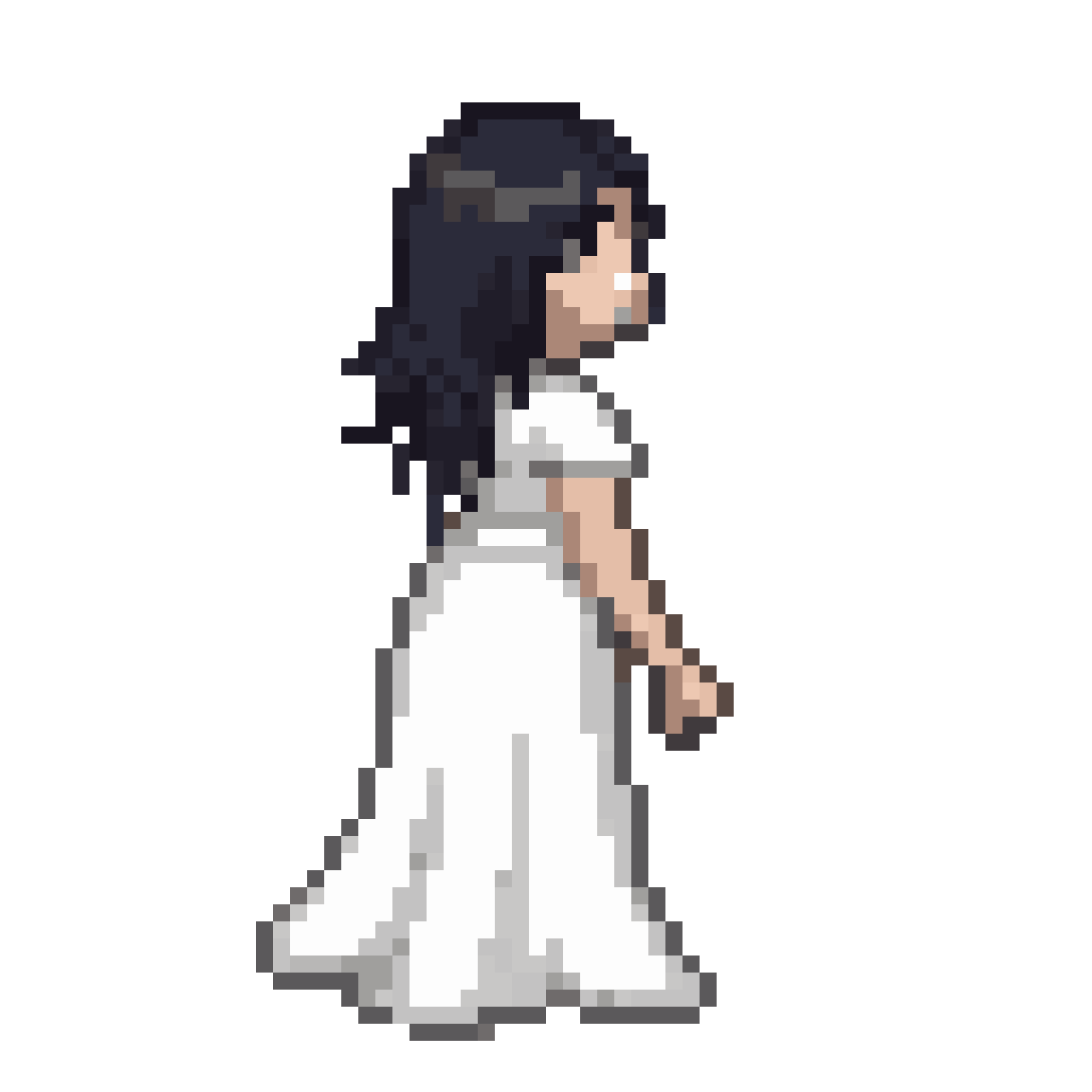 Creepy woman in a white dress pixel art