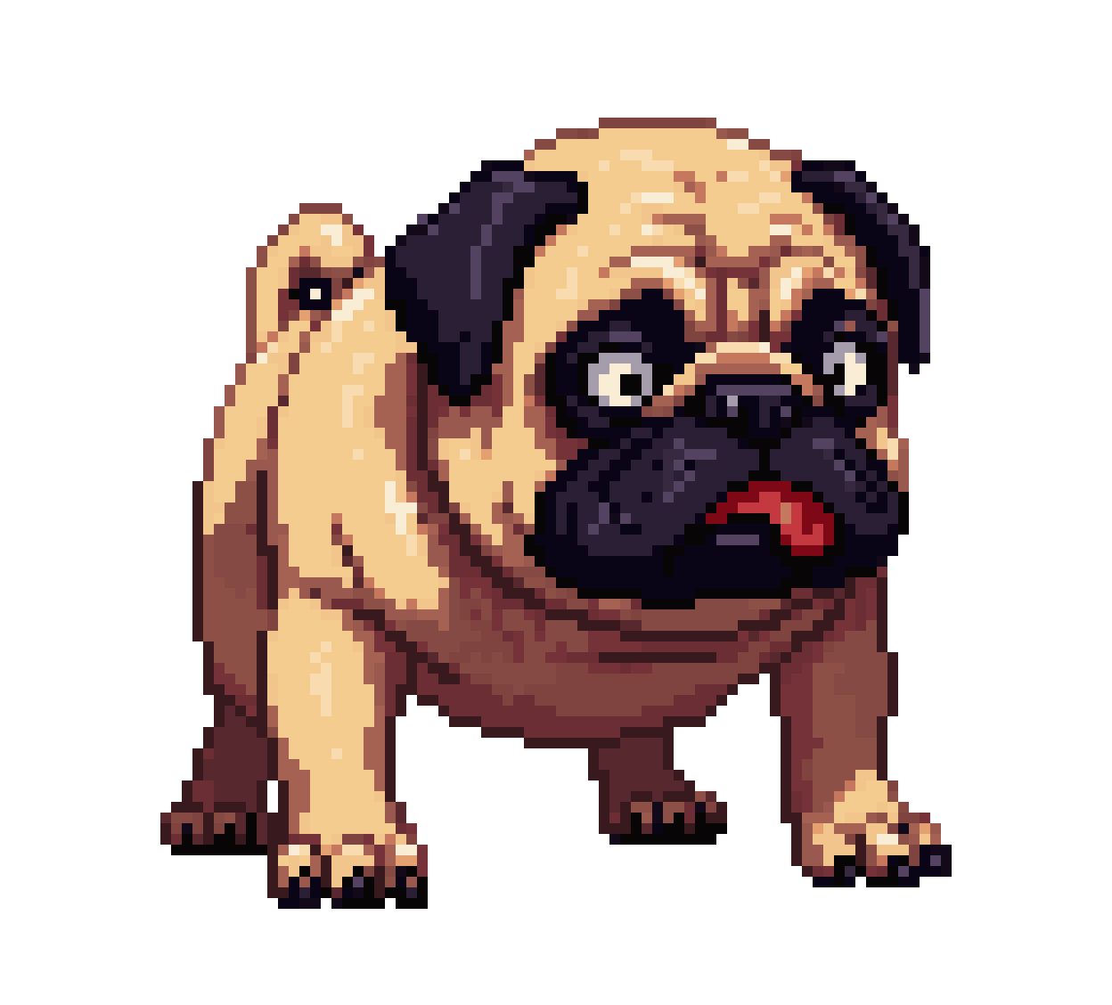 Fierce Full-Body Evil Pug Dog pixel art