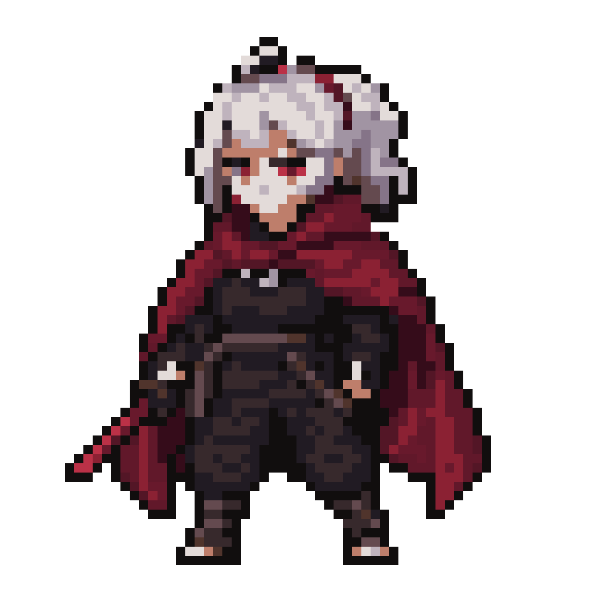 A slim, agile female swordsman pixel art