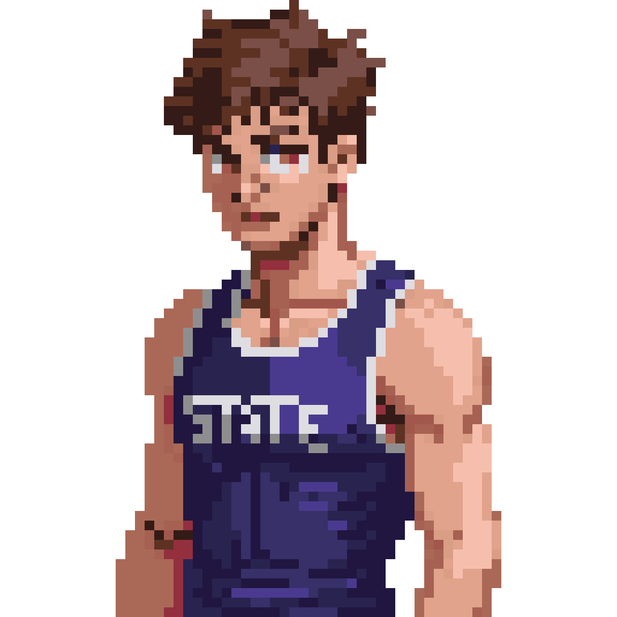 19-year-old male wrestler in blue singlet pixel art