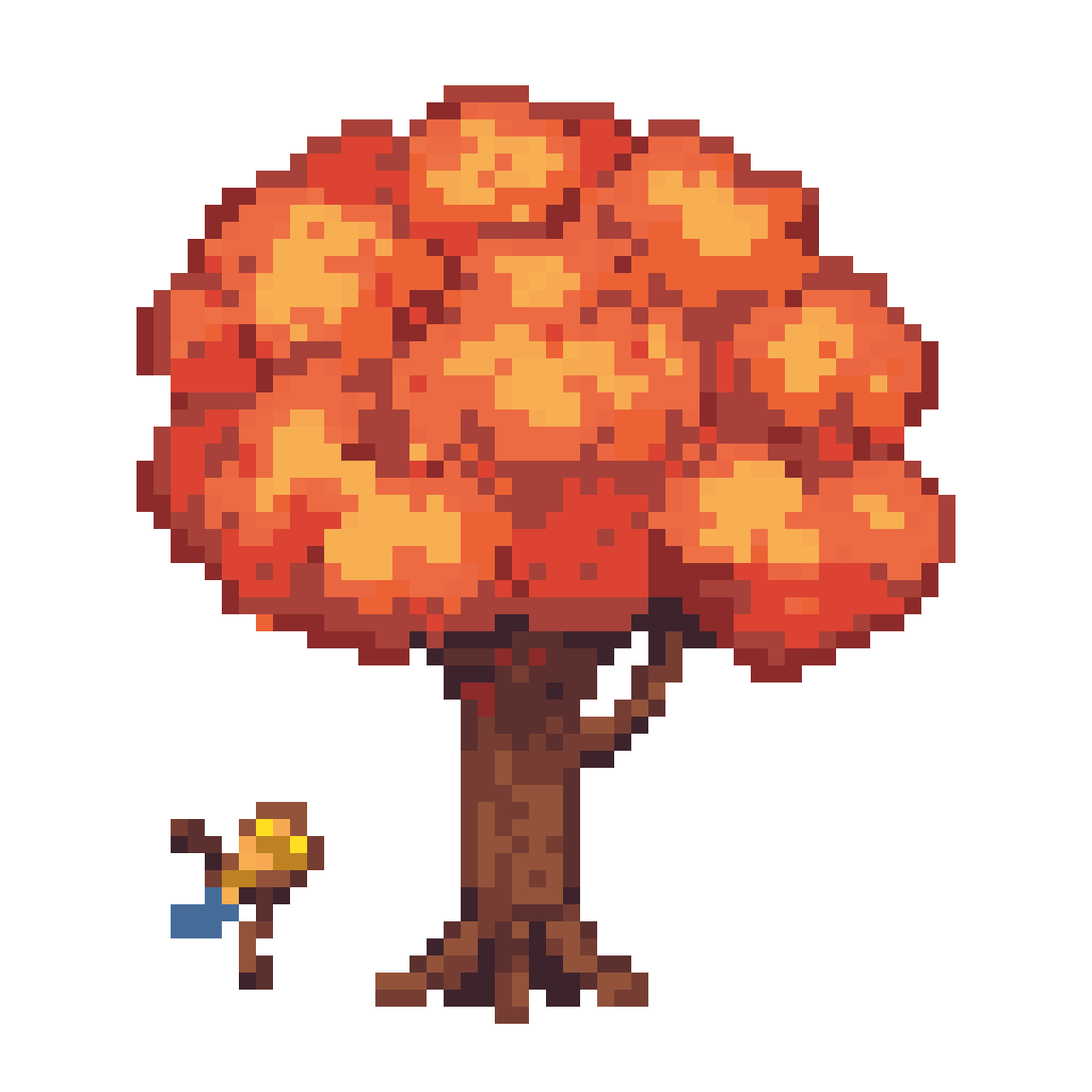 Maple Tree with Beehive and Bees pixel art
