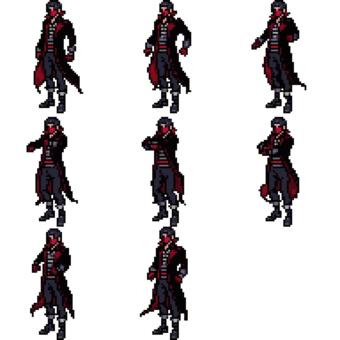 Japanese man with short black Attacking pixel art