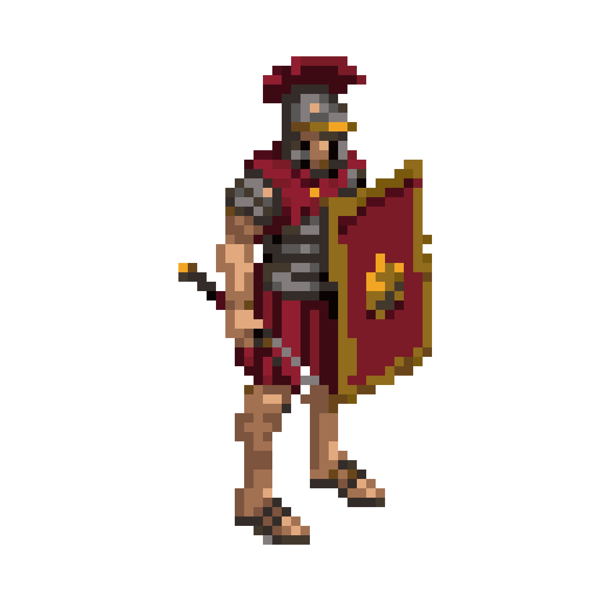 Roman legionary soldier in armor pixel art