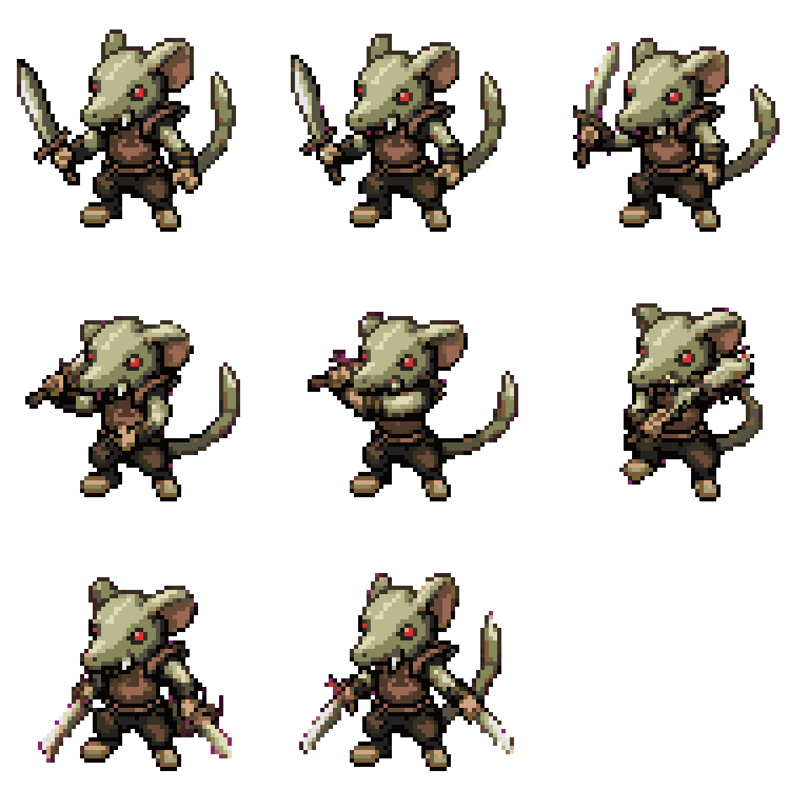 Evil Ratling in Tattered Armor Attacking pixel art