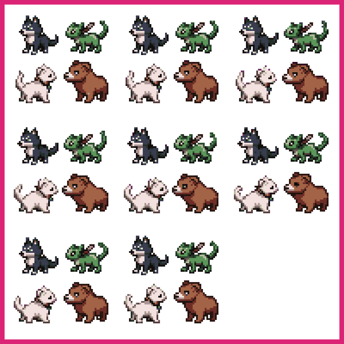 four RPG pets ready for adventure Idle Pose