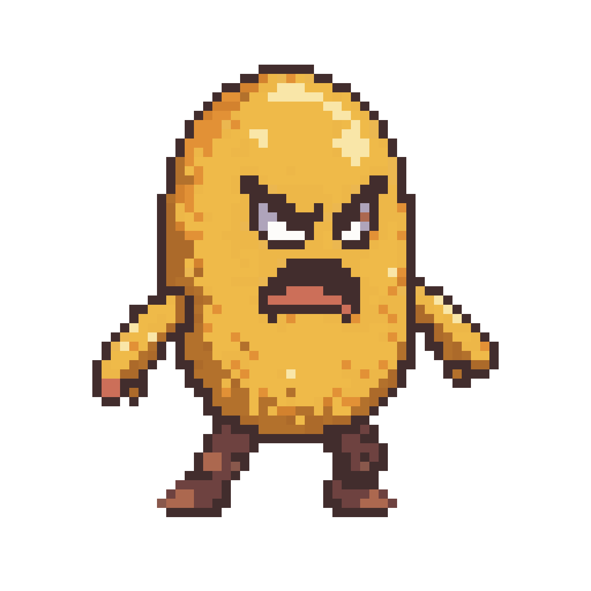 An angry cooked chicken nugget pixel art