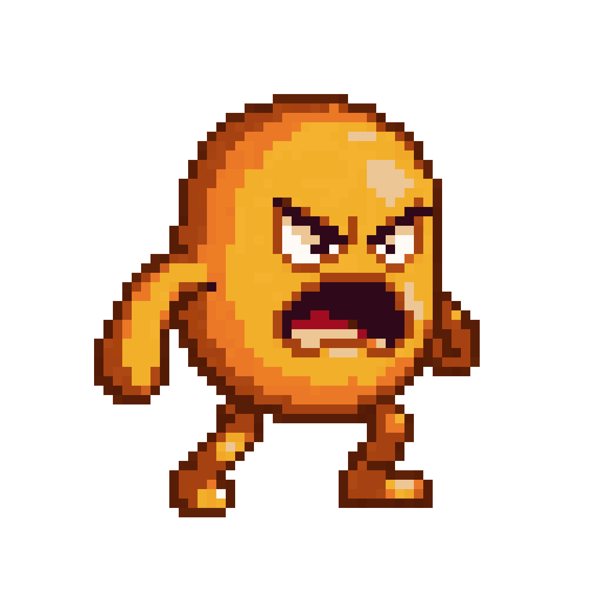 An angry cooked chicken nugget pixel art