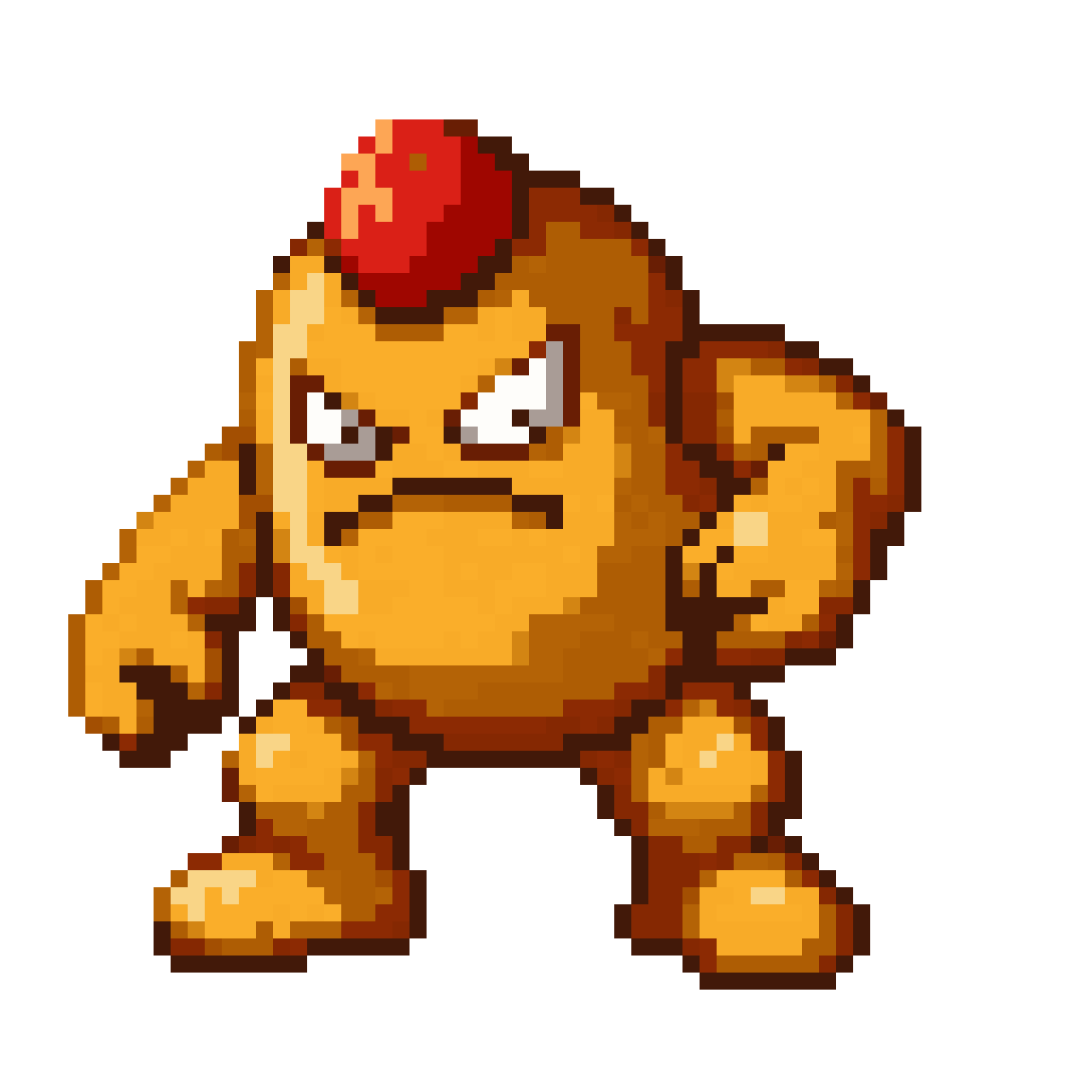 An angry cooked chicken nugget pixel art