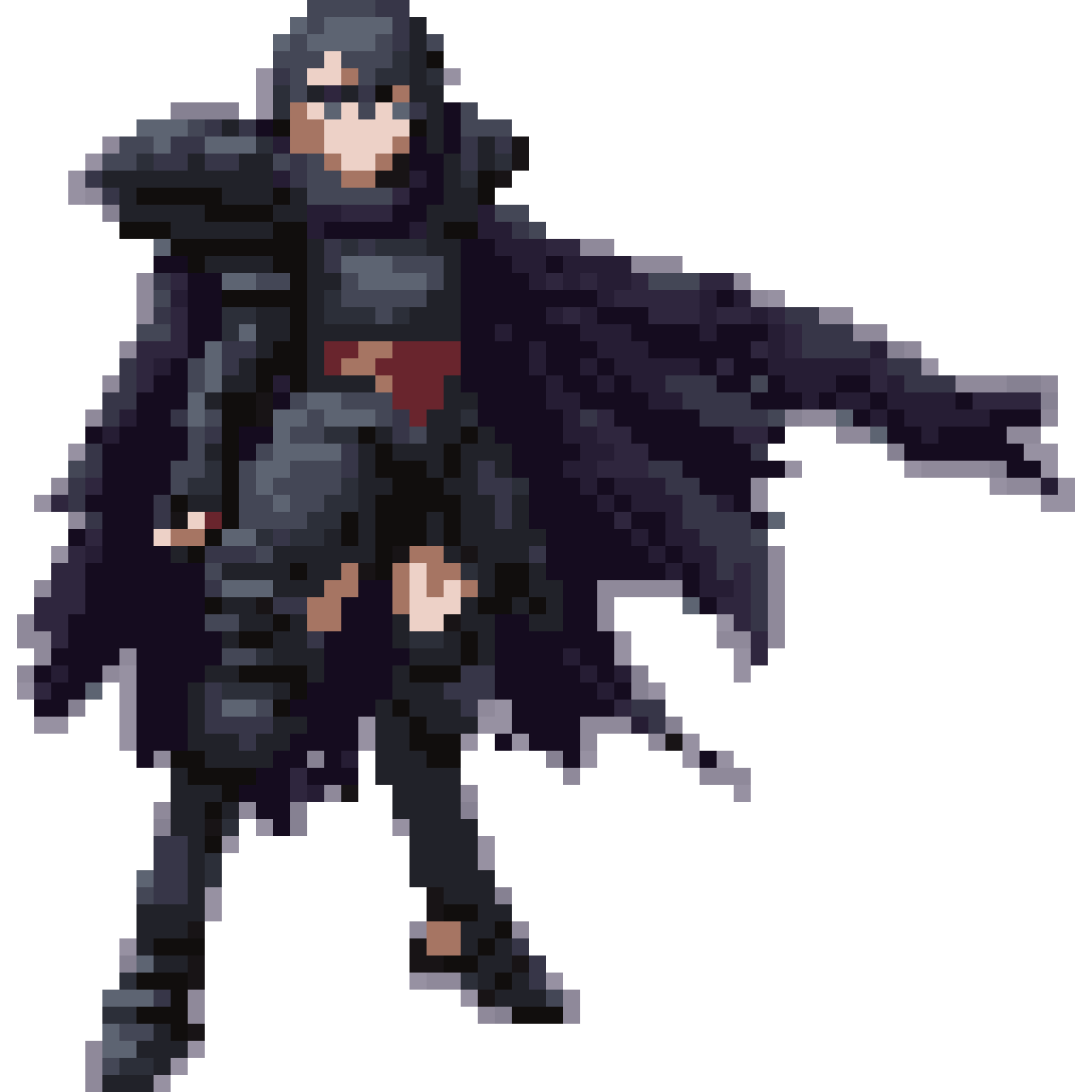 Powerful Female Warrior in Dark Armor pixel art