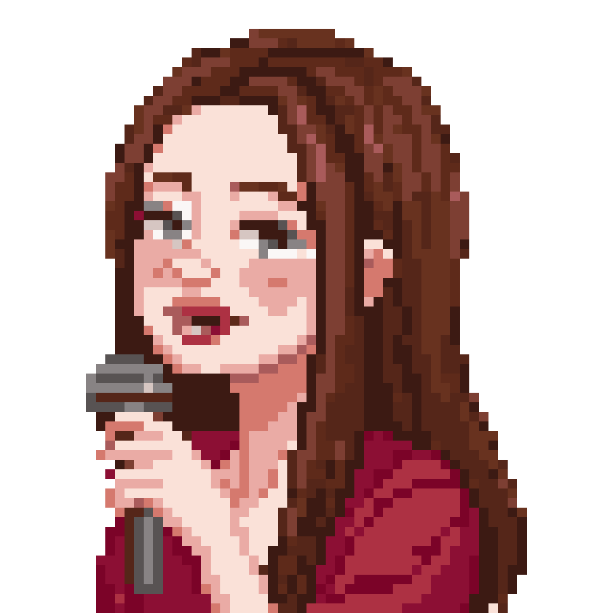 quirky teenage girl who loves to sing pixel art