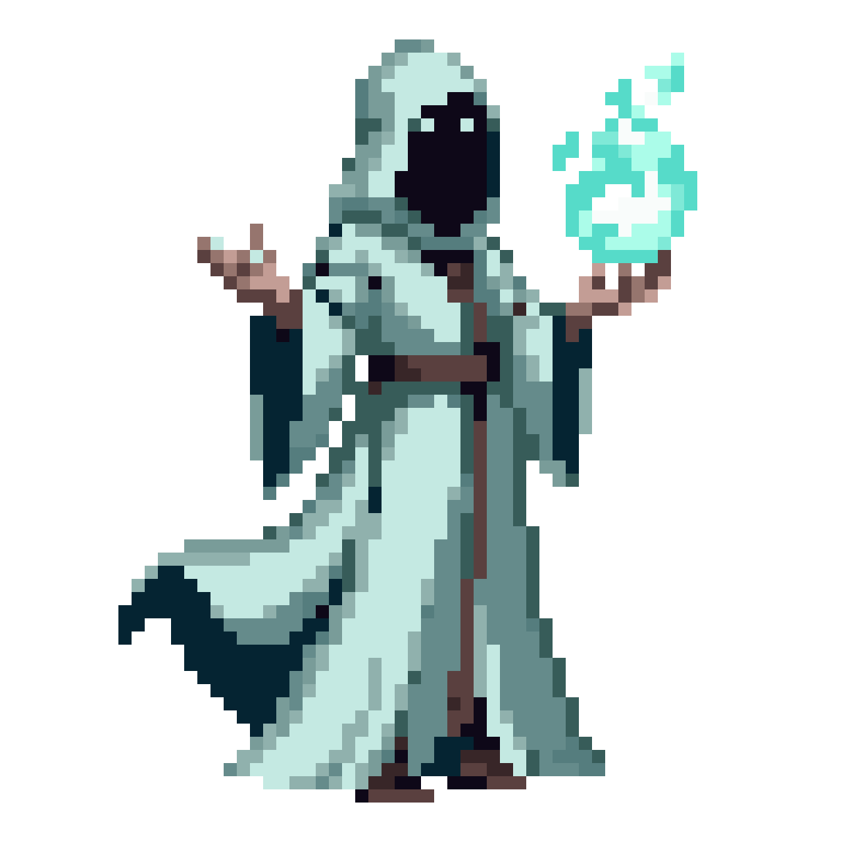 pixel art wizard with air vortex pixel art