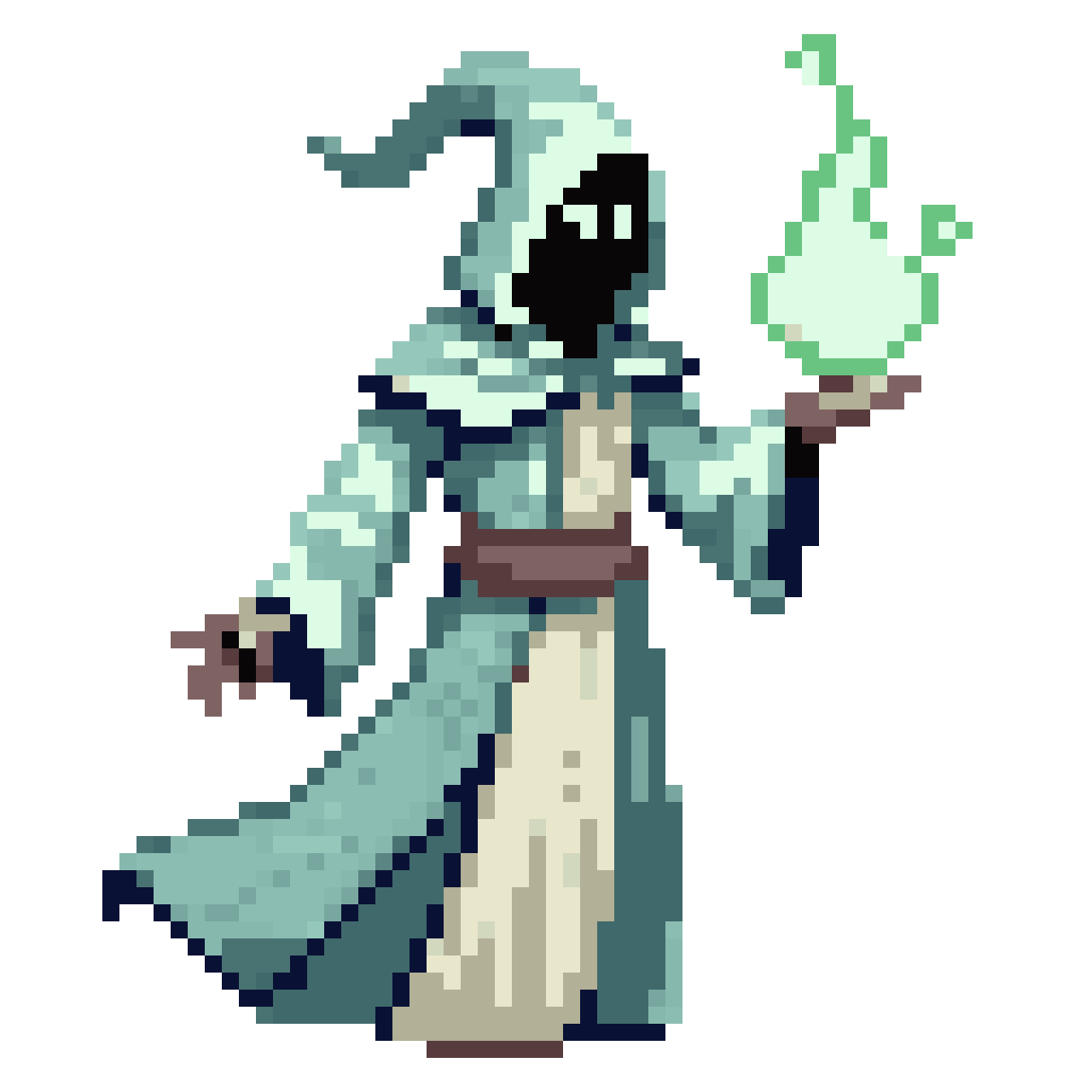 pixel art wizard with air vortex pixel art