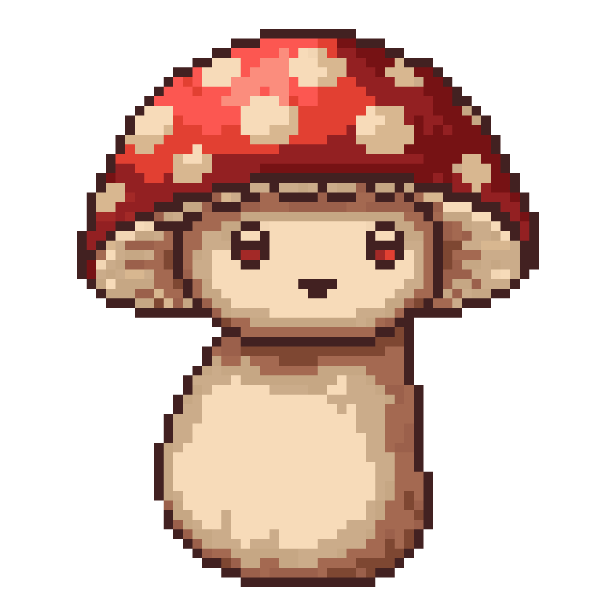 Mushroom man with humanoid body pixel art