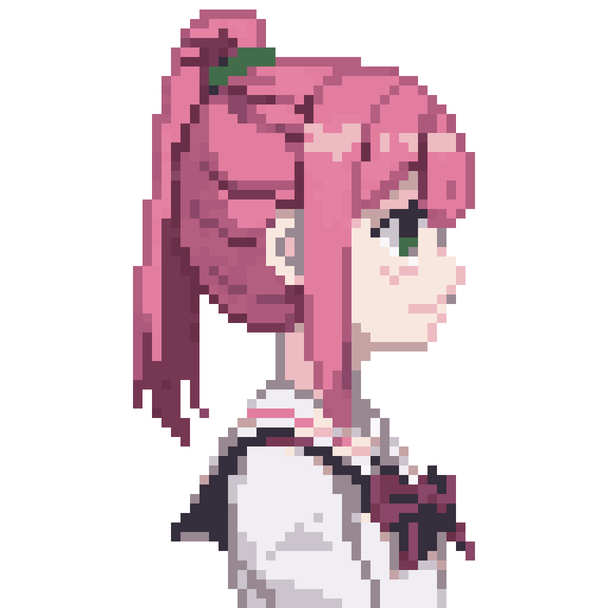 Rose Hair Japanese Style School Girl pixel art