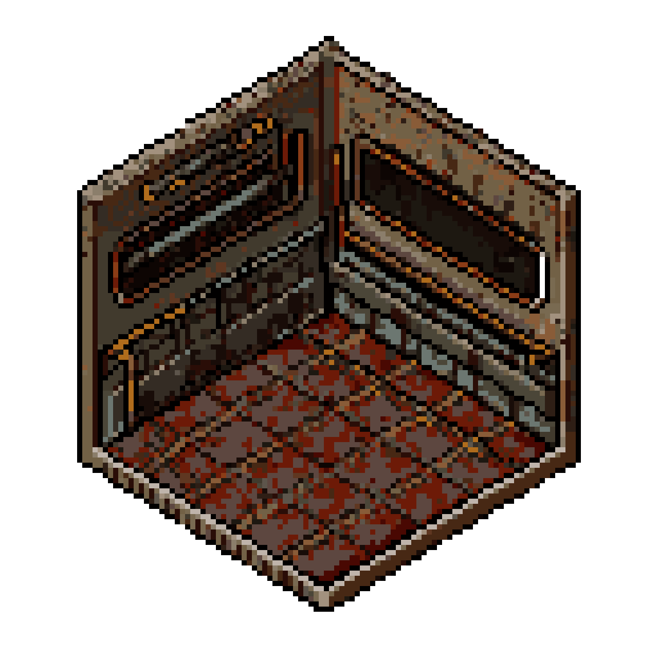 Empty Train Car Interior in Pixel Art pixel art