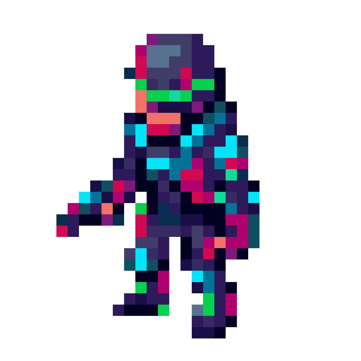 Anonymous cyberpunk hacker agent in pixel art