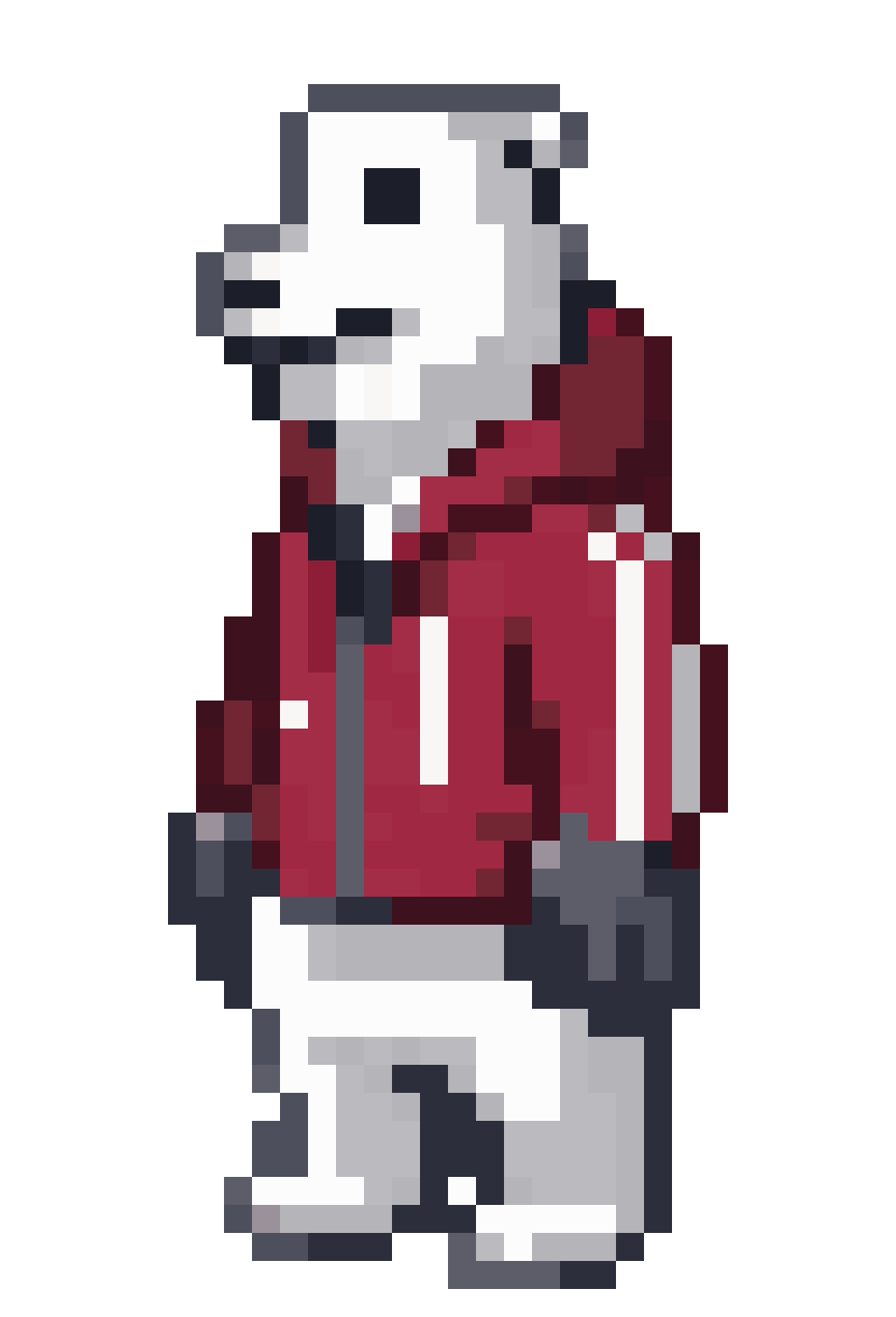 Polar bear in tracksuit pixel art