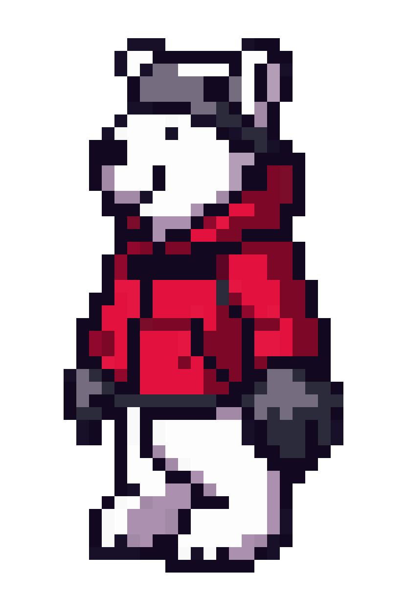 Smiling Polar Bear in Tracksuit pixel art