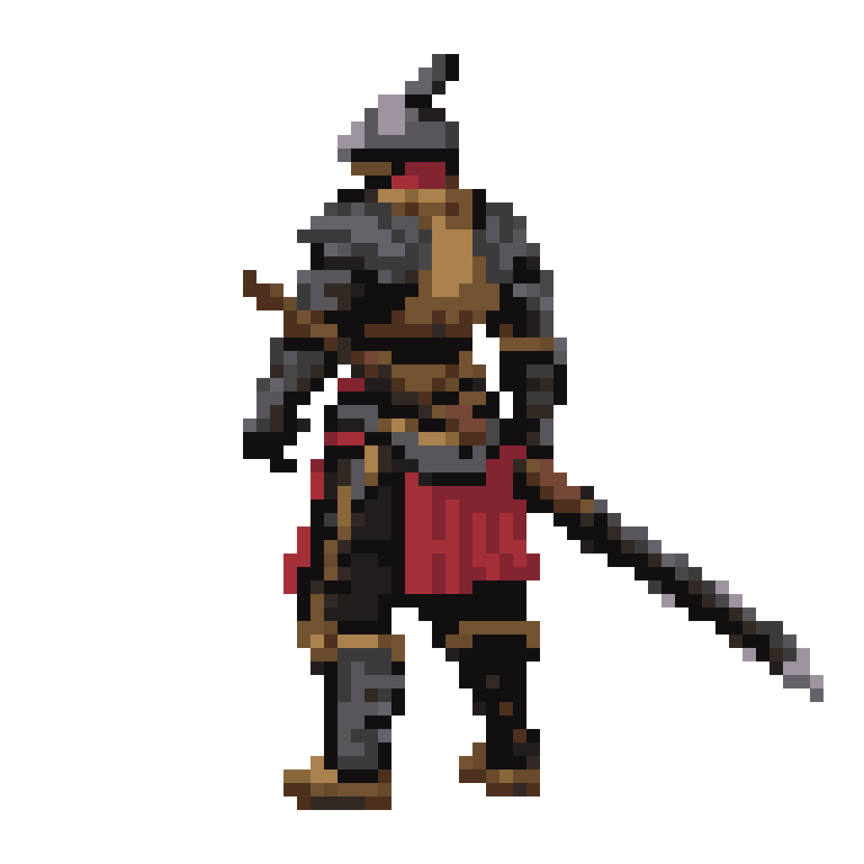 Warrior in Chinese Armor with Sword pixel art