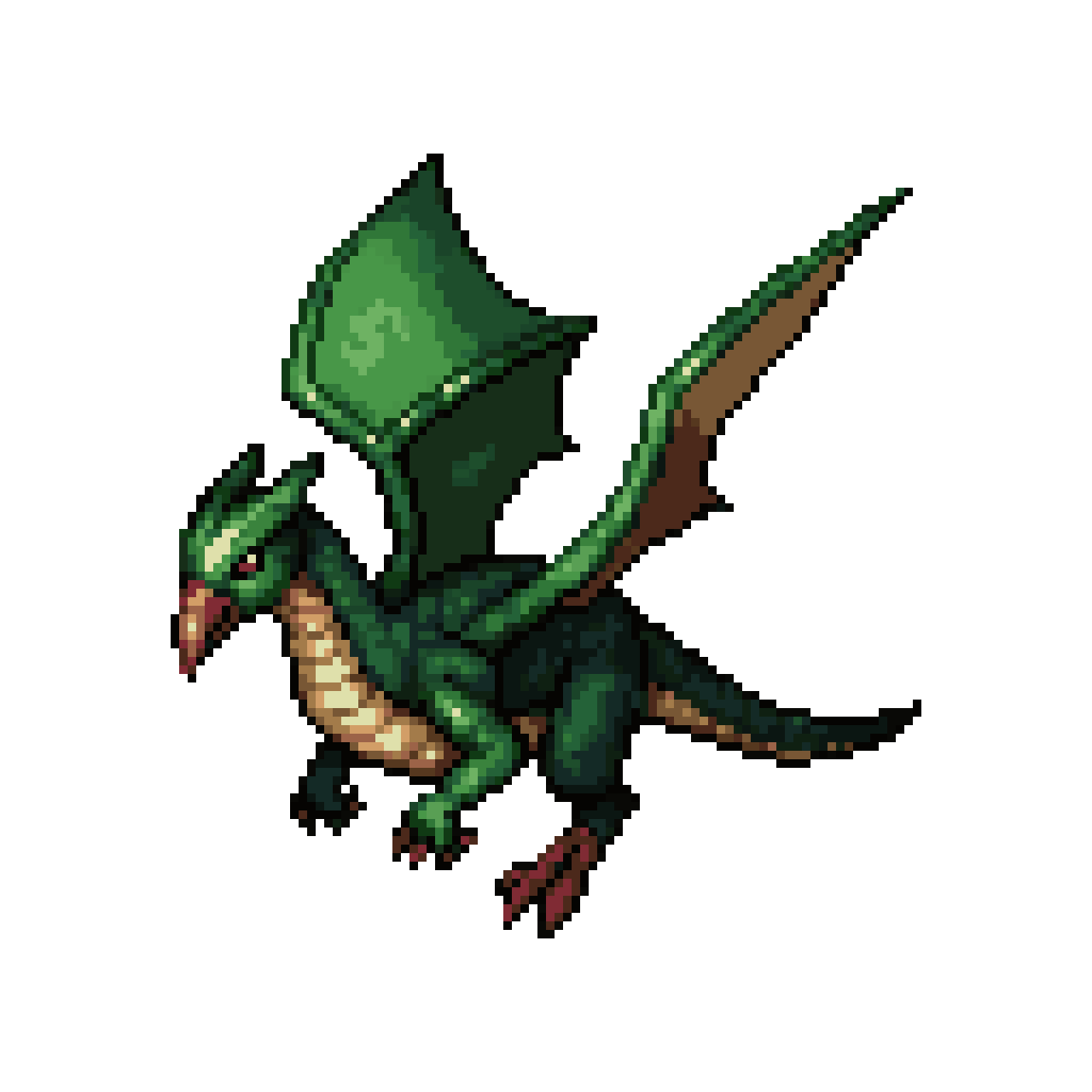 large wyvern monster with wings pixel art
