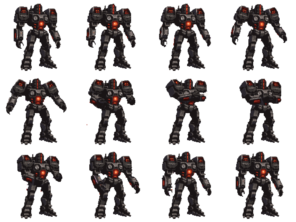 Black Mech Suit Attacking pixel art