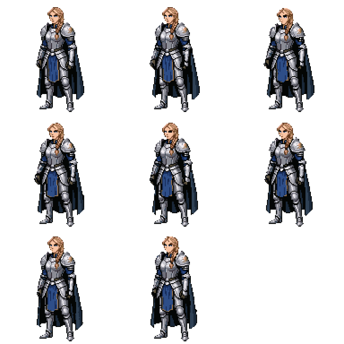 Armored Female Knight Idle pixel art