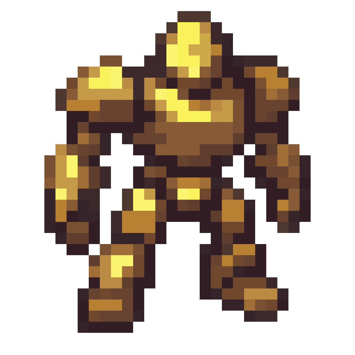 Brass Magic Golem with Distinctive Silhouette pixel art
