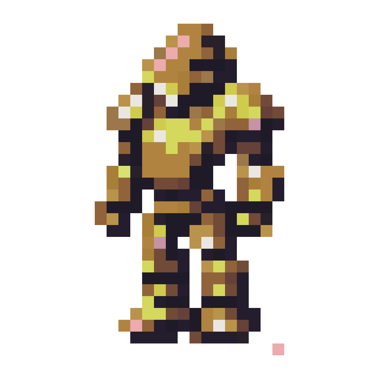 Brass Magic Golem with Floating Device pixel art