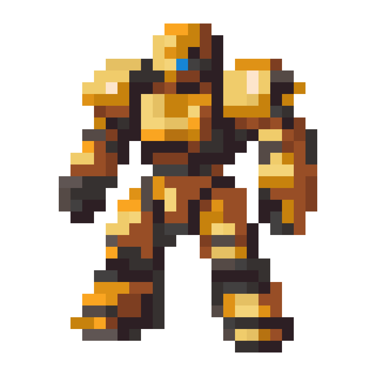 Brass Magic Golem with Distinctive Silhouette pixel art