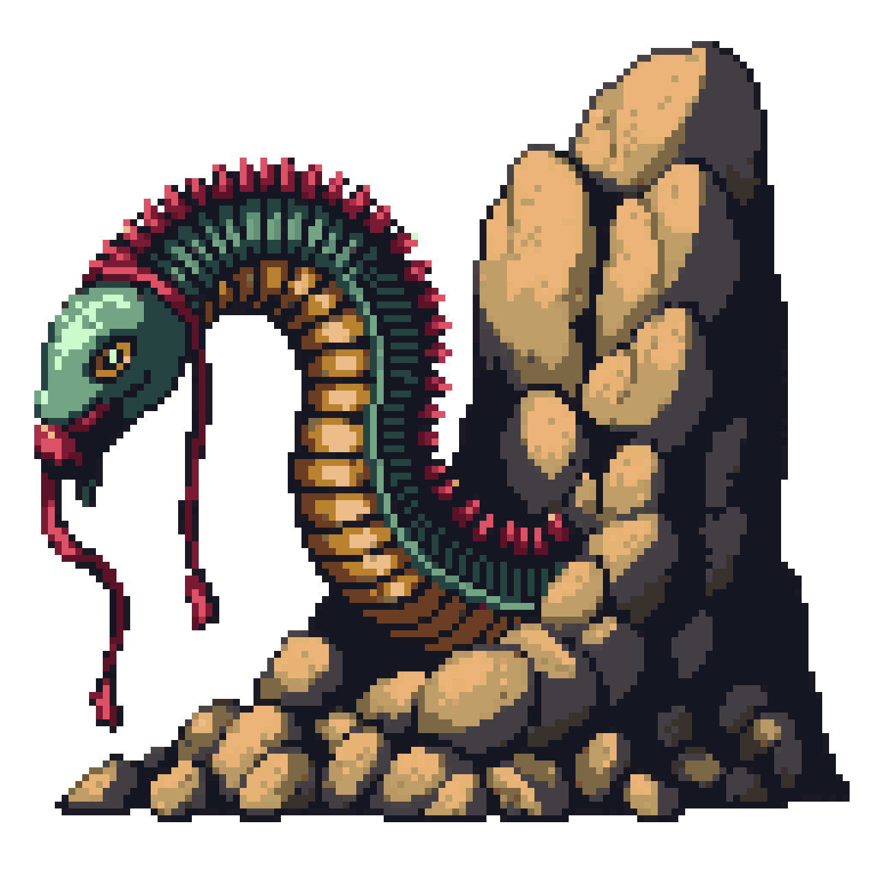 Serpentine Excavator with Tendrils pixel art