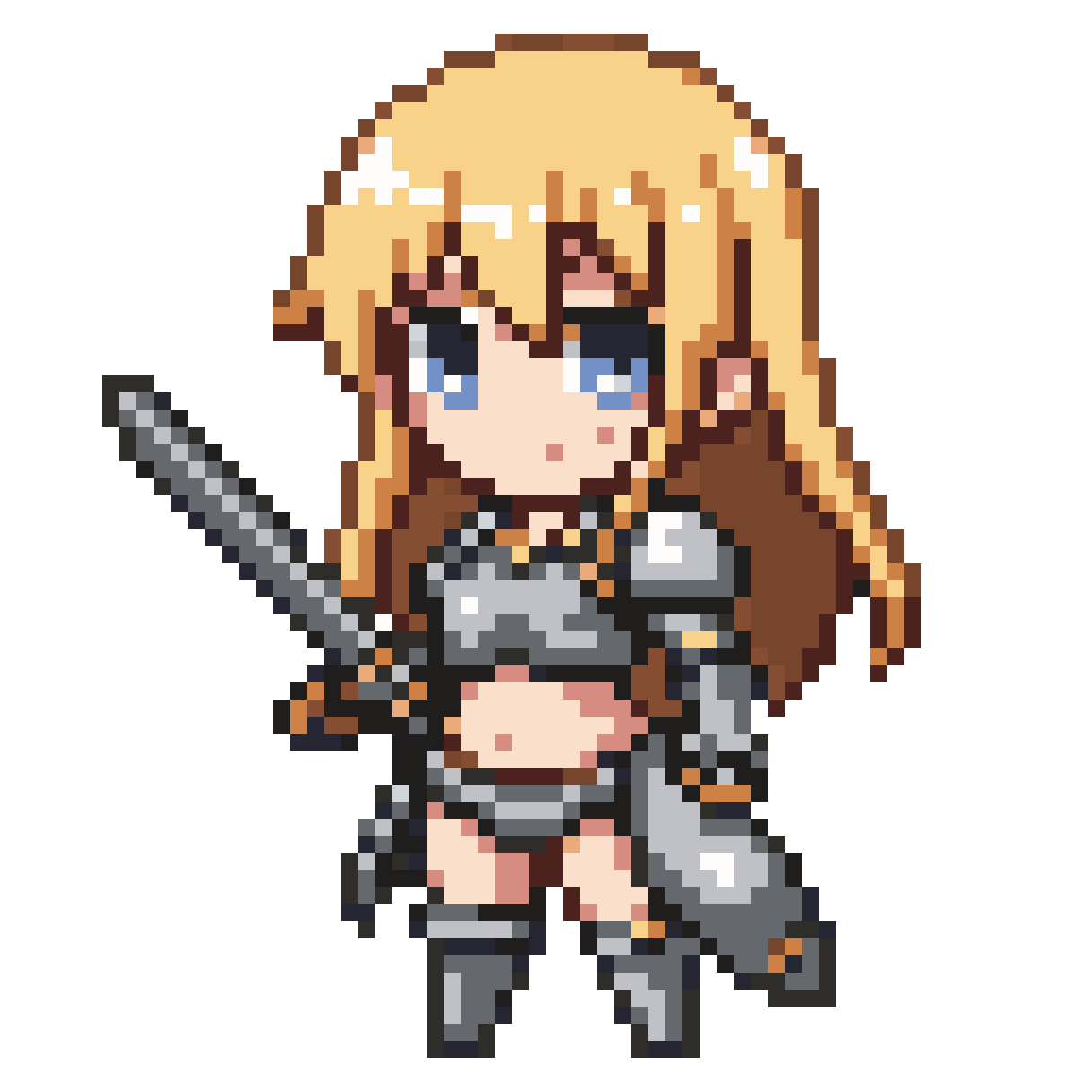 Anime Knight with Steel Bikini pixel art