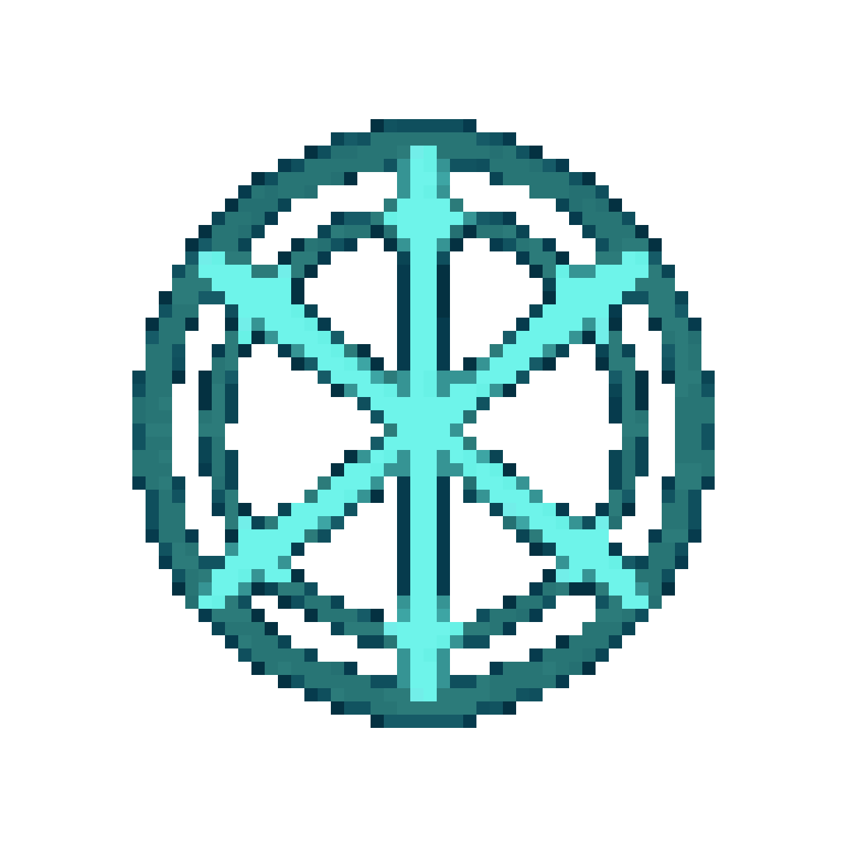 Cyan Glowing Rune Symbol pixel art