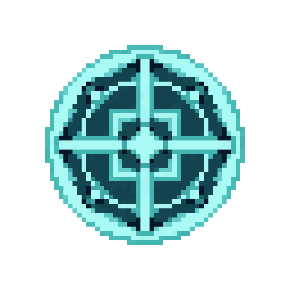 Cyan Glowing Rune Symbol pixel art