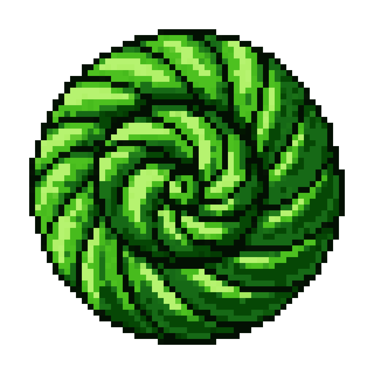 rune symbol in a blooming spiral pixel art
