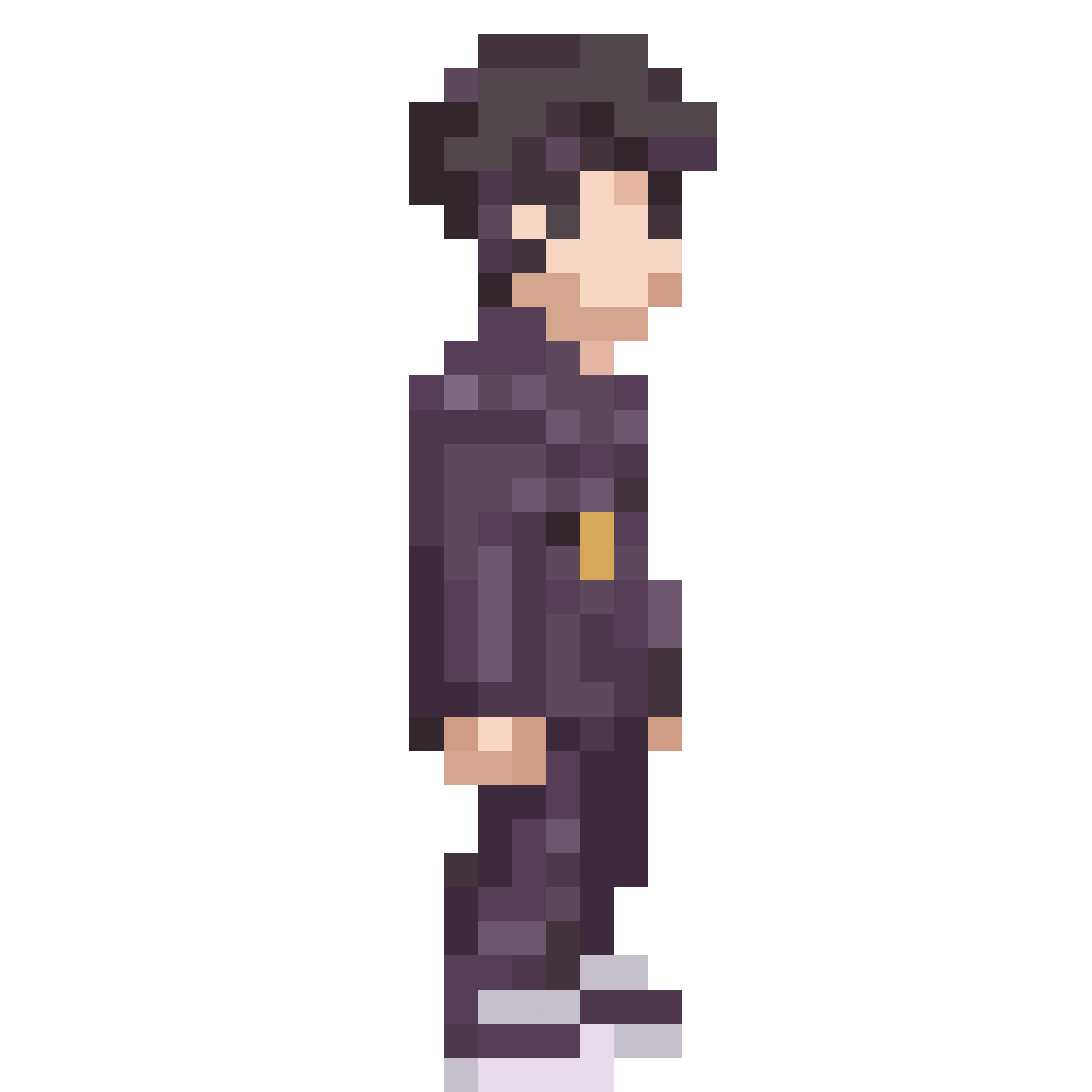 a boy with dark clothes pixel art