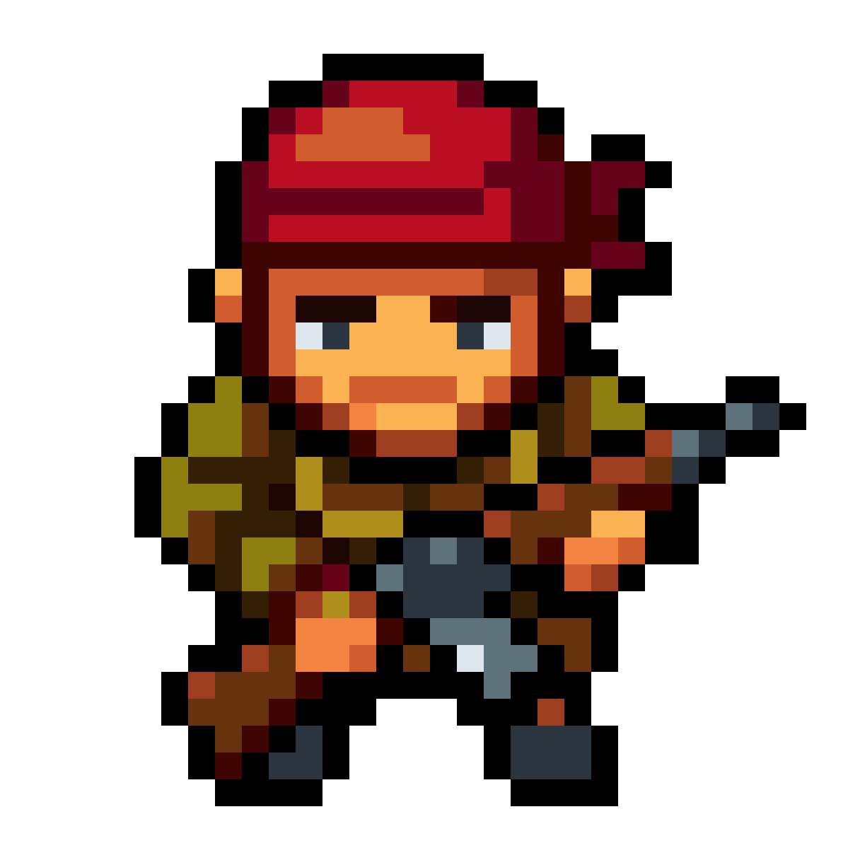 Top-down pixel art military soldier pixel art