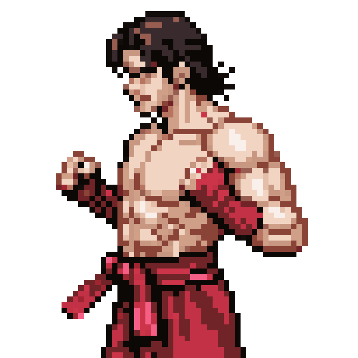 martial artist similar to bruce lee pixel art
