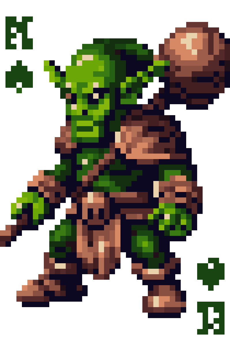 goblin king of clubs playing card pixel art