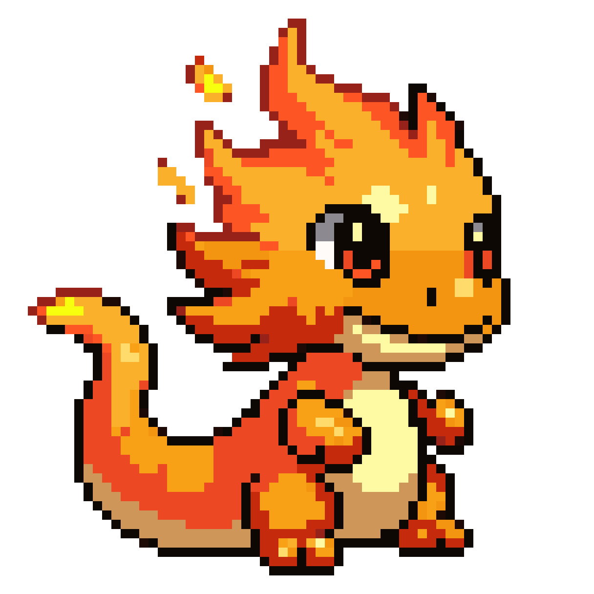 cute cartoon flame monster pixel art