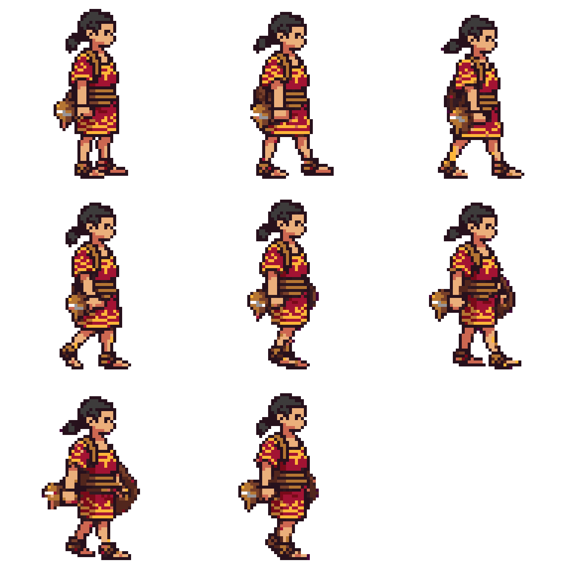 Roman Soldier Character Walking pixel art