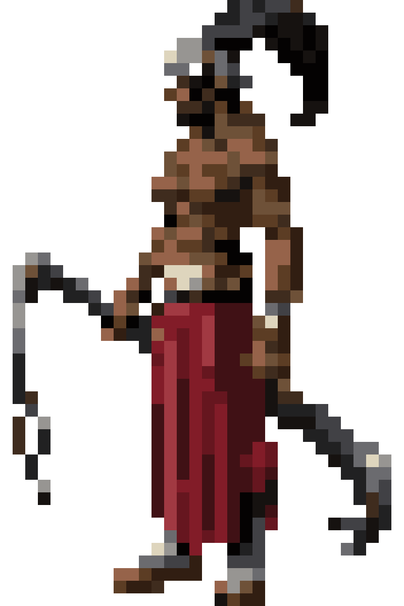 Java King with Whip Weapon pixel art