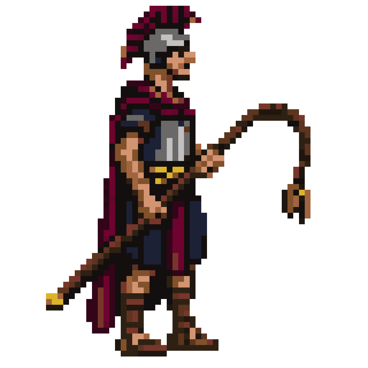 Romania King with Whip Weapon pixel art